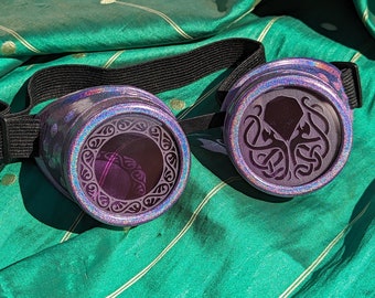 Goggles Purple Haze Holographic Hand Painted Steampunk 50mm - Your Choice of Lenses