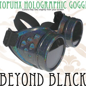 Steampunk Goggles Holographic Beyond Black Hand Painted with 50mm Lenses image 1