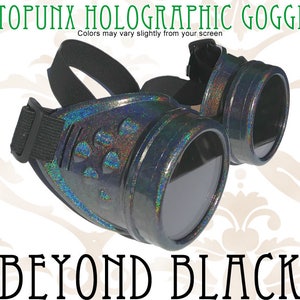 Steampunk Goggles Holographic Beyond Black Hand Painted with 50mm Lenses
