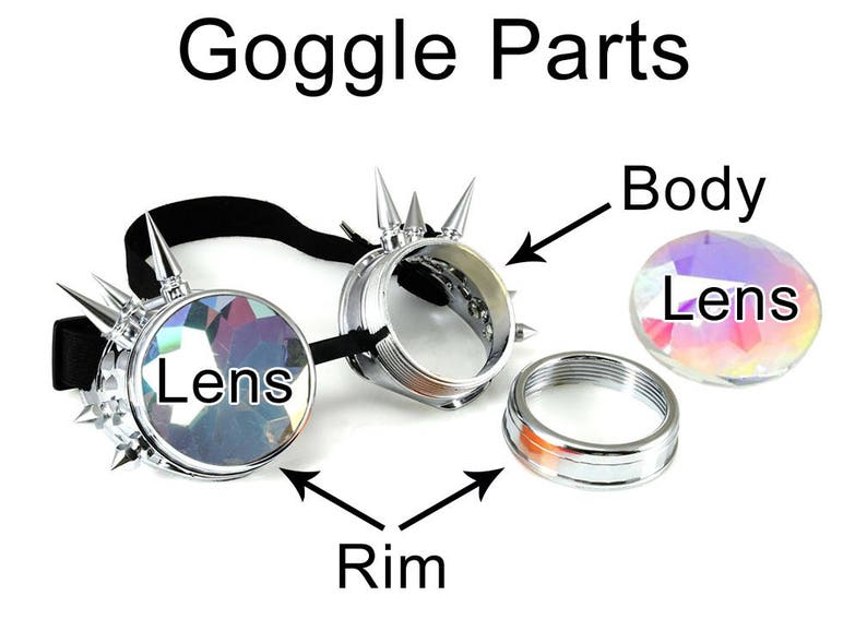 Steampunk Goggles Holographic Beyond Black Hand Painted with 50mm Lenses image 3