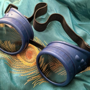 Steampunk Goggles Matte Metallic TARDIS Blue Hand Painted with 50mm Lenses image 1