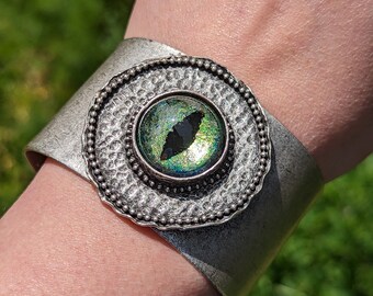 Wide Cuff Bracelet with Hand Painted Eye