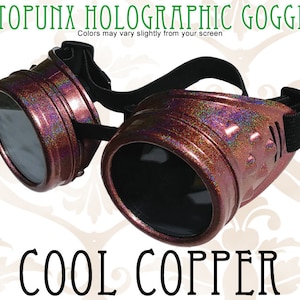 Steampunk Goggles Holographic Cool Copper Hand Painted with 50mm Lenses
