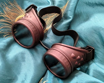 Steampunk Goggles Matte Metallic Burgundy Hand Painted with 50mm Lenses