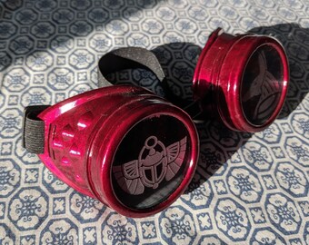 Goggles Blood Slick Red Pearl Hand Painted Steampunk 50mm - Your Choice of Lenses