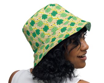 St. Patrick's Day Reversible bucket hat. Design hand-painted by the Designer Maria Alejandra Echenique