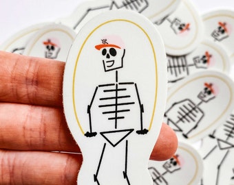 Skeleton Jump Rope Sticker - jumping rope, jump roping, jump rope, baseball hat, crossfit, double unders, jump rope life