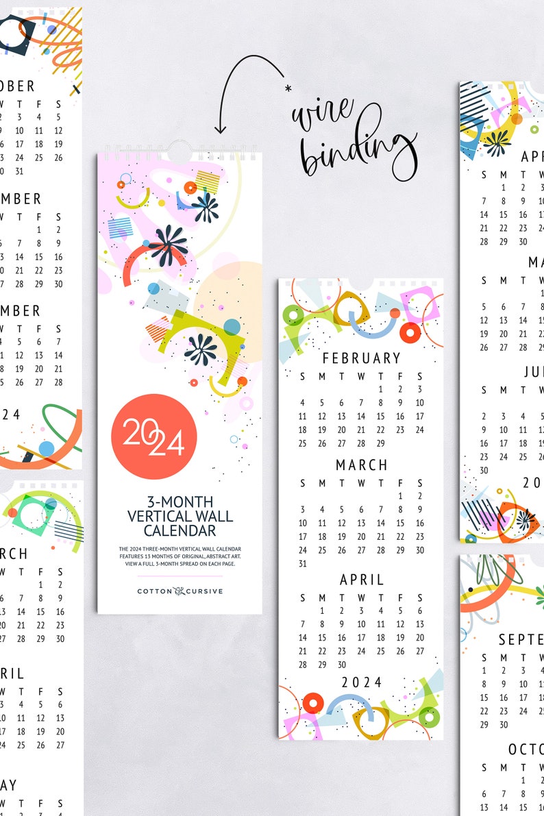 3 Month Calendar 2024 _ PREORDER / Illustrated Wall Calendar / Etsy