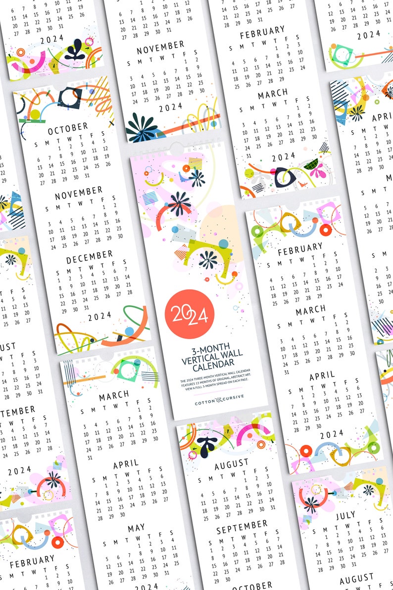 3 Month Calendar 2024 _ PREORDER / Illustrated Wall Calendar / Etsy