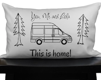 Personalized family Sprinter Van RV pillow This is home! Home is where we park it! camping pillow van decor. gift for happy van traveler