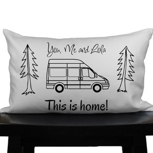 Personalized family Sprinter Van RV pillow This is home! Home is where we park it! camping pillow van decor. gift for happy van traveler