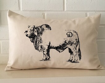Brahman Bull pillow personalized with your hip or rib brand for the cattle rancher