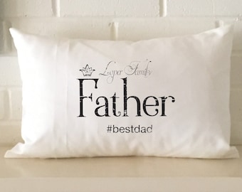 Personalized Father pillow shabby chic lightly distressed Father's Day gift for your special Dad #bestdad