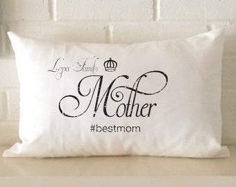 Personalized Mother pillow shabby chic lightly distressed Mother's Day gift for your special Mom #bestmom