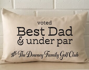 Father's Day gift for the golfer from his "family club" personalized pillow