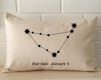 Personalized Capricorn Star Sign Pillow, Zodiac Birthday Gift