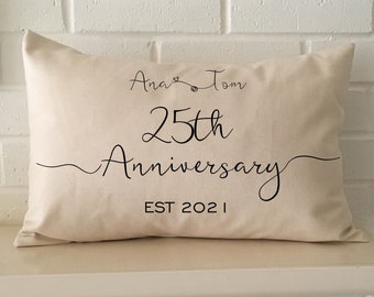 Wedding anniversary gift, 25th anniversary, 10th anniversary, 50th anniversary, 5th anniversary, personalized date pillow