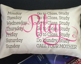 CALL YOUR MOTHER, call your mom, Off to college gift, phone mom, back to school, dorm decor, gift for daughter, dorm gift, dorm pillow,