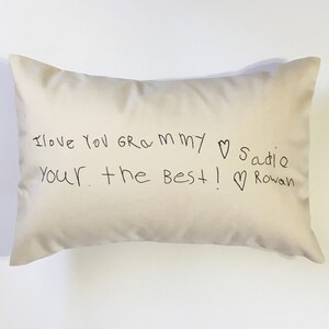 CHILDS HANDWRITING pillow keepsake for grand parents, family and friends