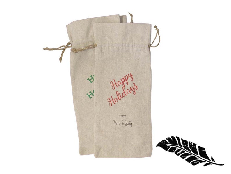 Personalized LINEN WINE BAGS Set of 6 wine gift bags rustic Etsy