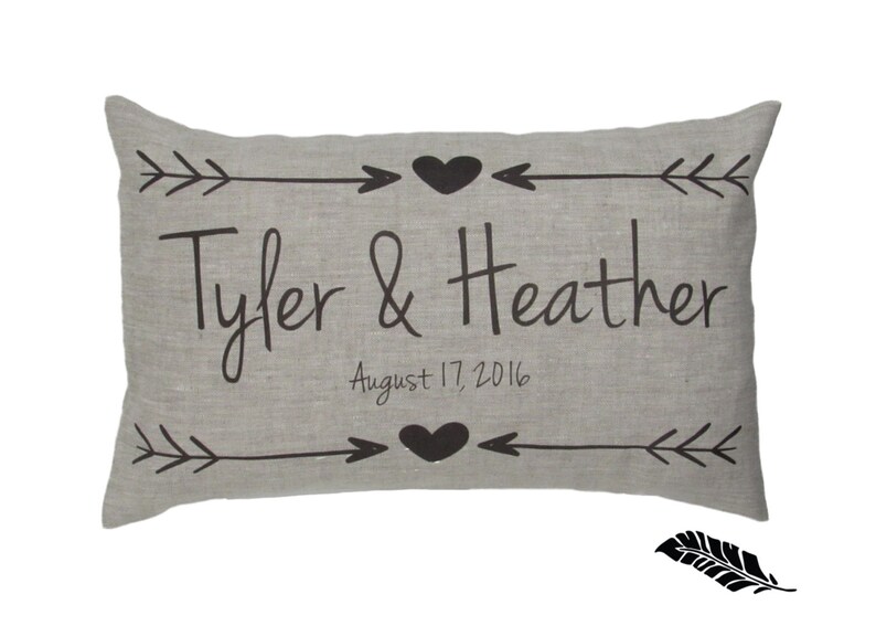 Hearts and Arrows pillow Couples name pillow wedding gift Etsy