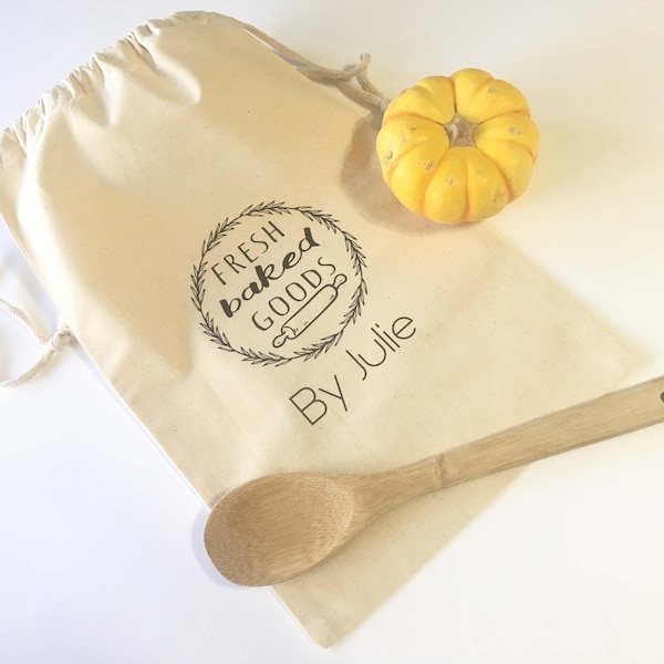 Personalized Farmhouse Bread Bag, Cloth bread bag, Bakery Bag, Bakery Gift Bag, kitchen decor bread keeper for Bread Storage