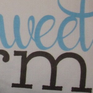 May include: A white fabric pillow with the words "Sweet Dream" in blue and black lettering.