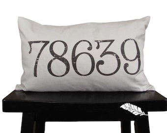 Zip Code pillow, map pillow, location pillow, coordinates pillow, location pillow, custom pillow, Lumbar pillow, cotton pillow, linen pillow