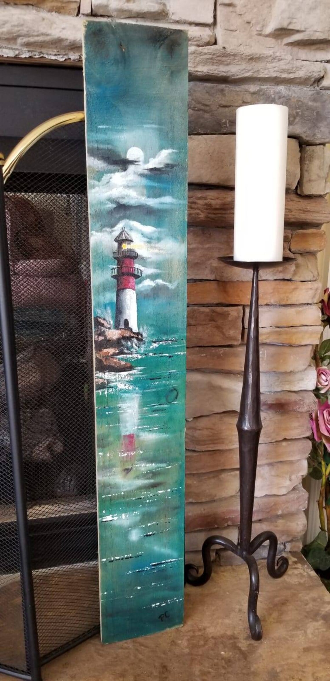 Handpainted Wood Wooden Plank Board Art Original Painting Etsy