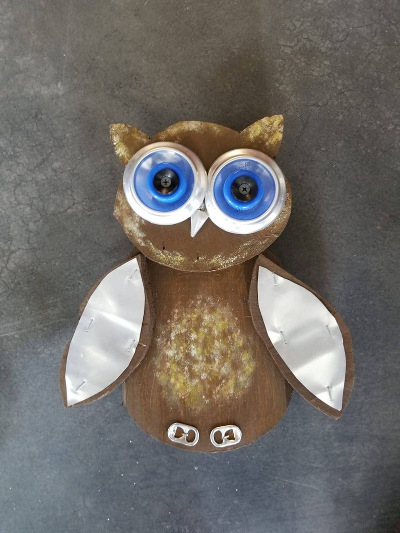 Primitive Handmade and Handpainted Wood Wooden Owls