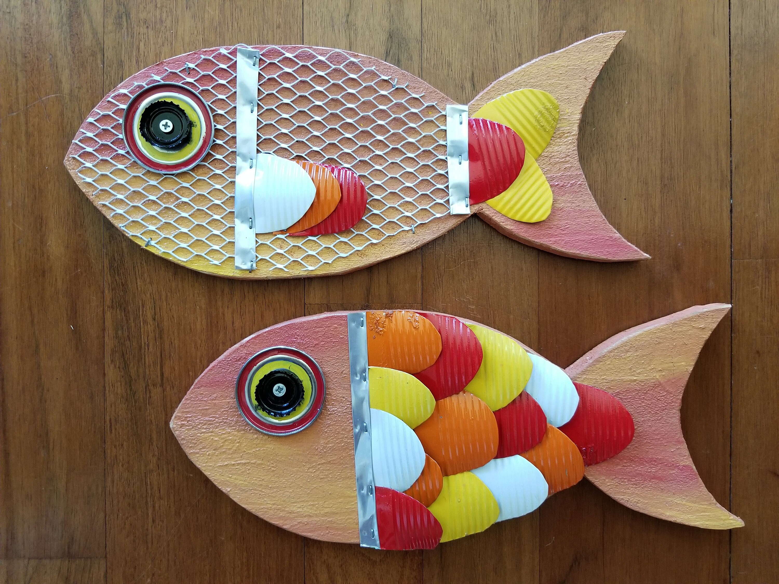 Decoración de peces de pared madera y pescado de metal | Etsy