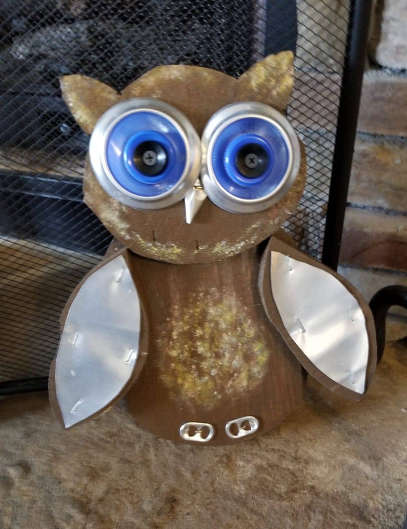 Primitive Handmade and Handpainted Wood Wooden Owls
