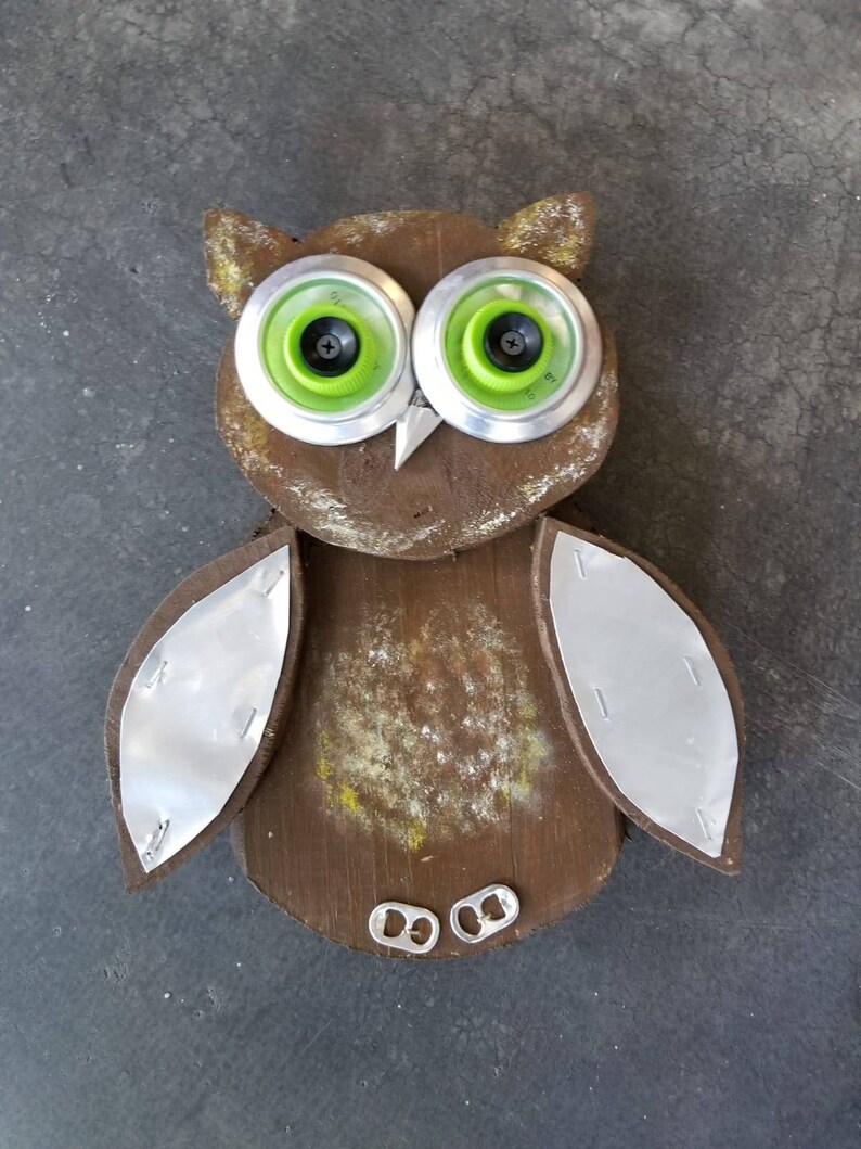 Primitive Handmade and Handpainted Wood Wooden Owls