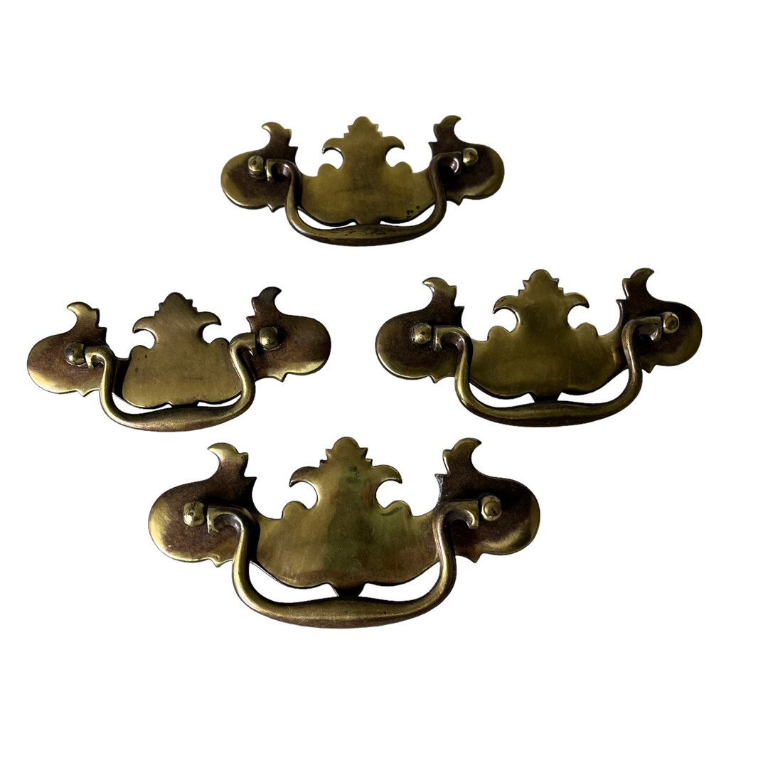 Vintage Pulls French Provincial Brass Drawer Pull Set of Four Large