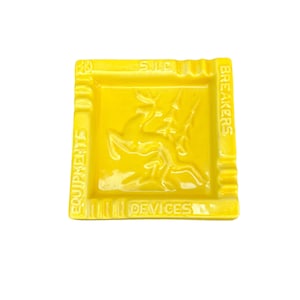 MCM ashtray collectible GE memrobila ashtray yellow square heavy ashtray General Electric  MCM home decor retro porcelain smokers gift