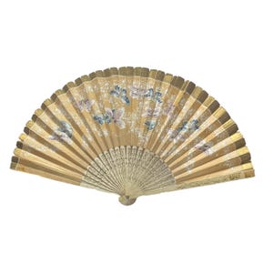 Vintage fan handbemalte schmetterlinge papier und licht holz fächer fan papier fan mit blaue schmetterlinge faltbare fan
