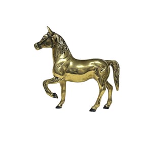 Brass horse vintage horse heavy solid brass mare figure Ranch house collectible horse statue with leg up horse lover gift horse rider gift
