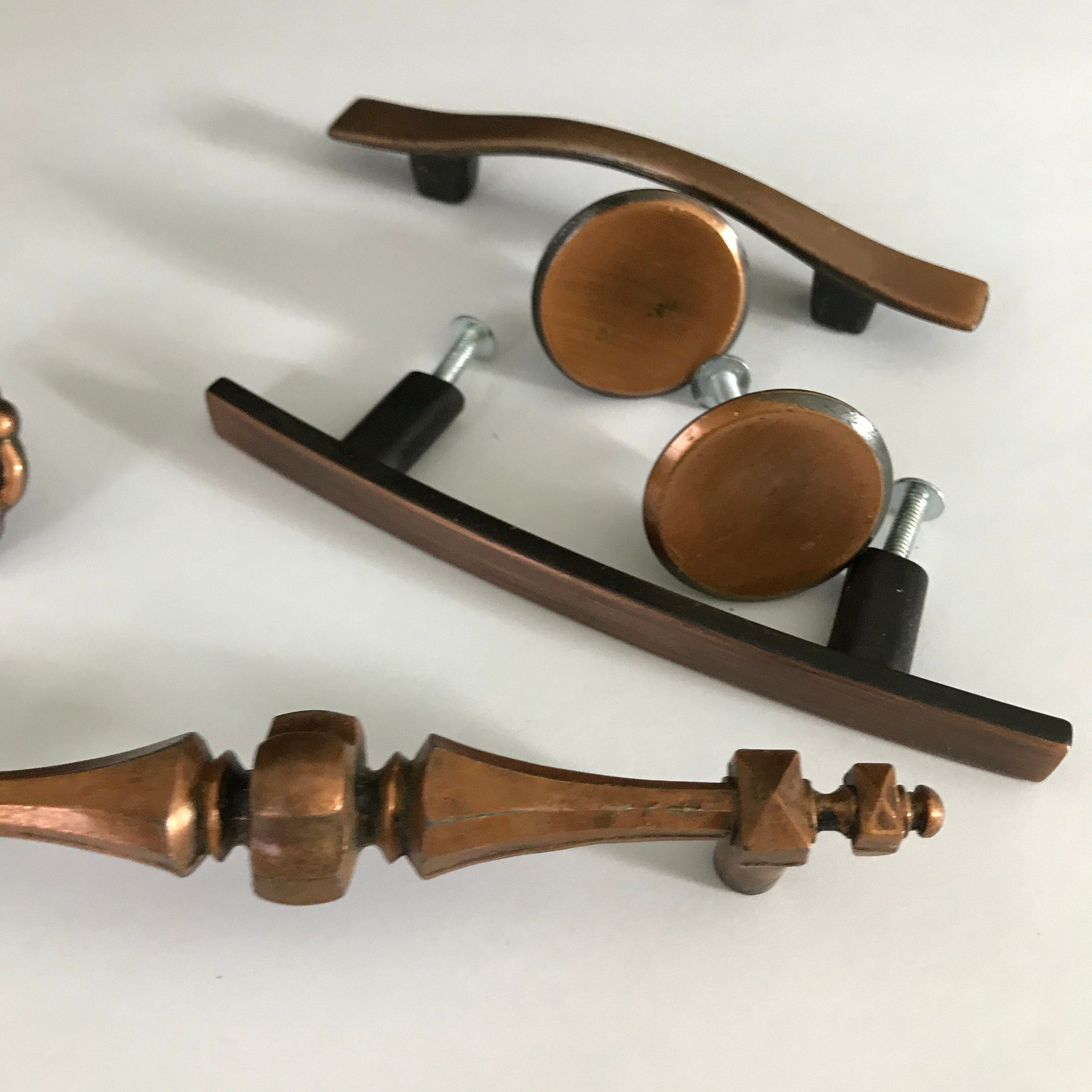 Vintage copper handles set of ten handles drawer pulls Etsy