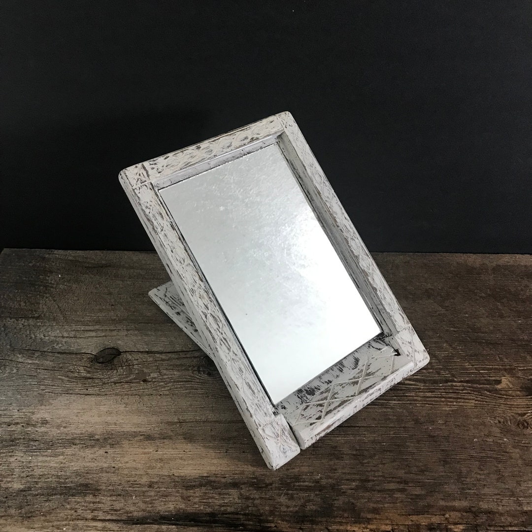 Vintage Mirror Wooden Standing Mirror Shabby White Painted Etsy