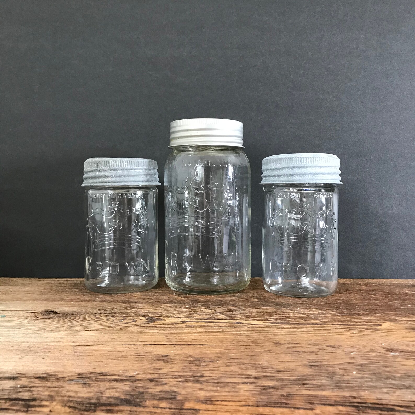 Antique storage jars vintage glass canning jars set of three | Etsy