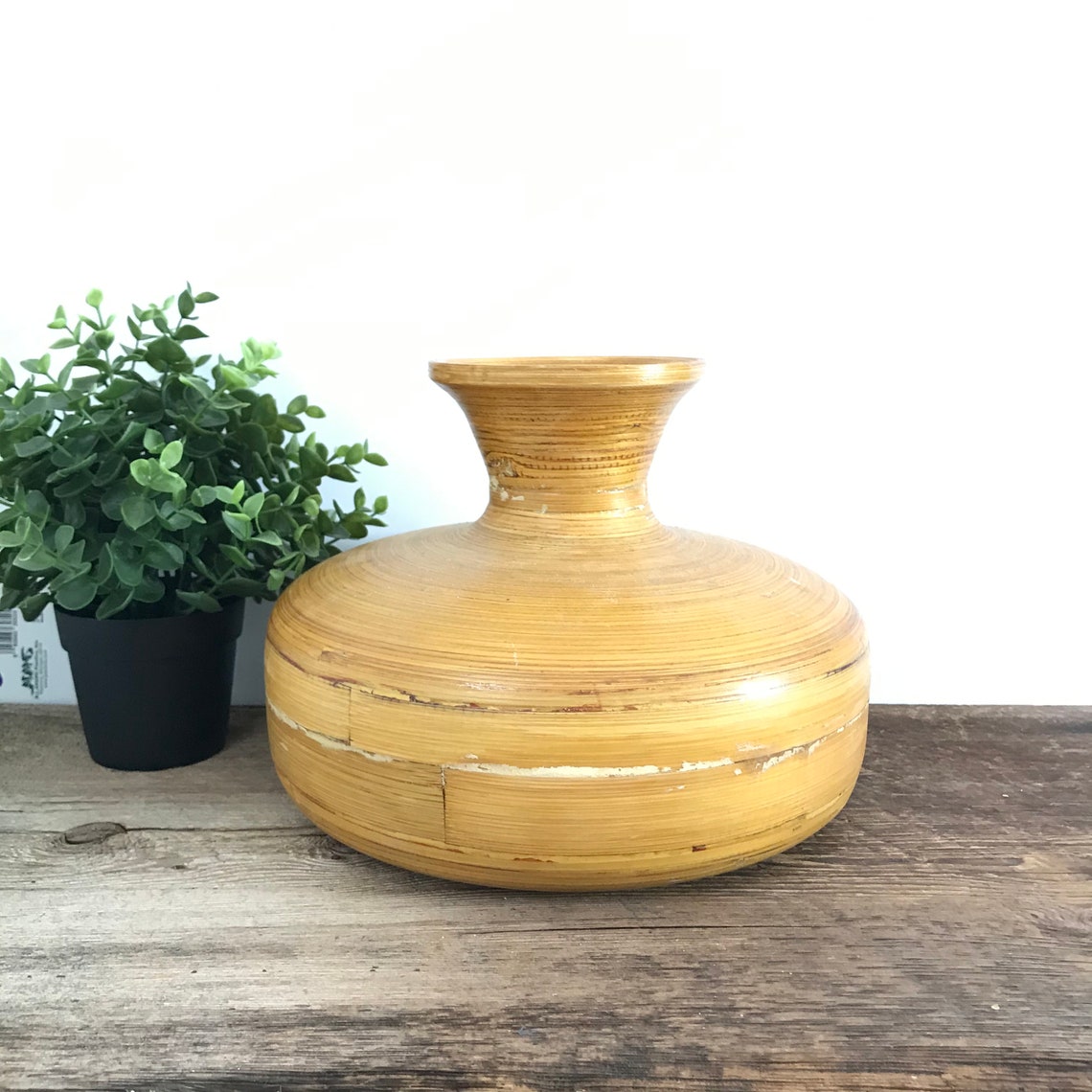 Vintage Reed Vase Large Cylinder Shaped Reed Tree Vase Vintage Etsy