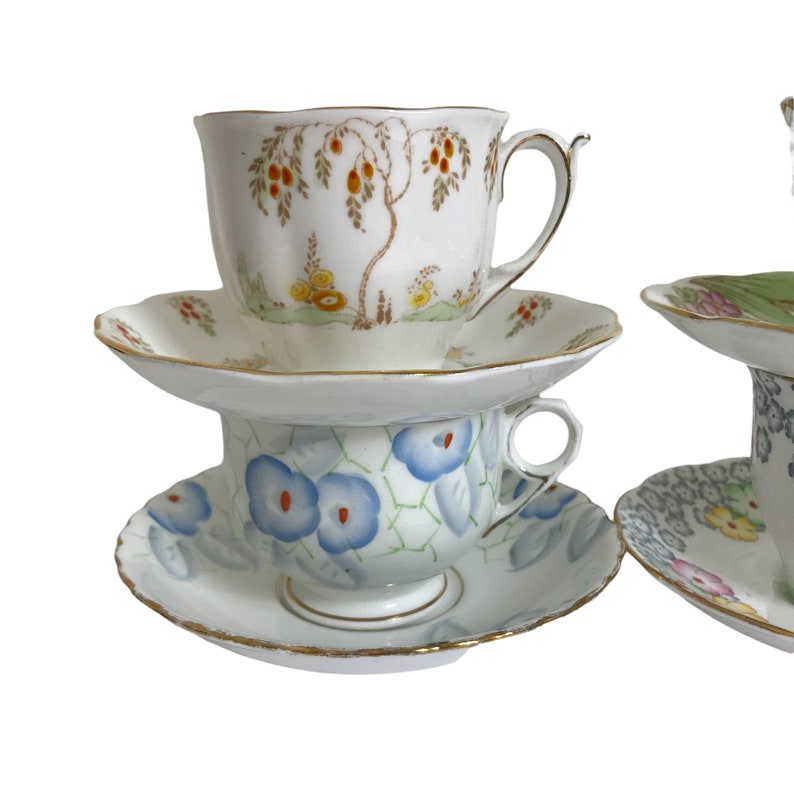 Vintage Teacups English China Tea Cups Floral Fine Bone China Etsy