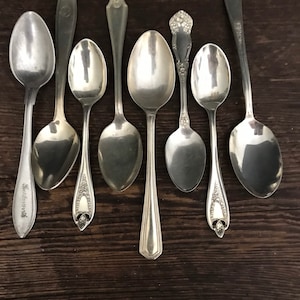 vintage demitasse spoons set of 8 silver plated demitasse spoons coffee spoons set of silverware mismatched set silver set vintage silver