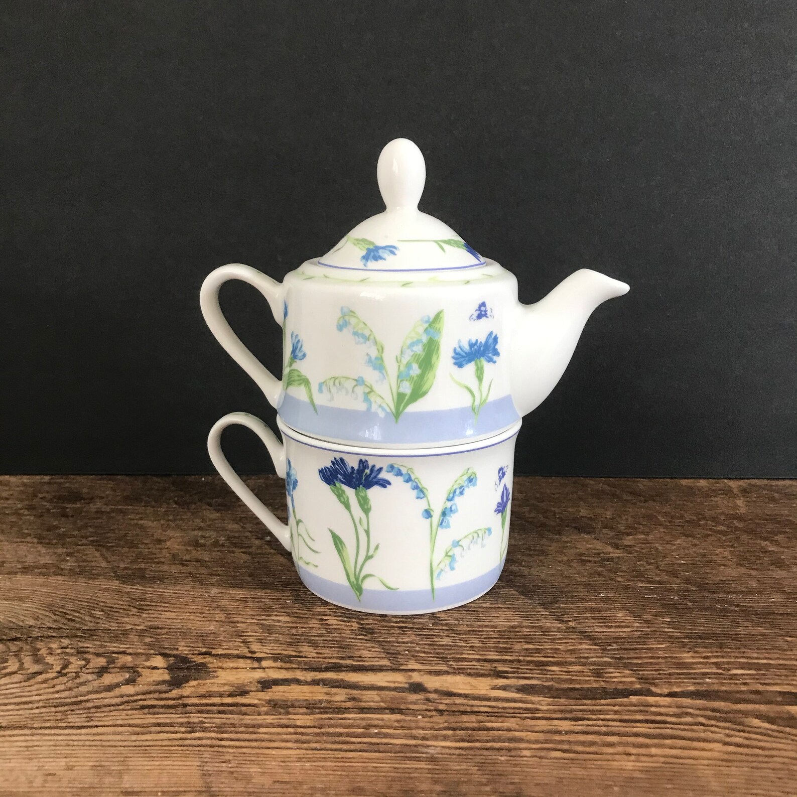 Vintage Laura Ashley teapot one cup stackable china teapot Etsy