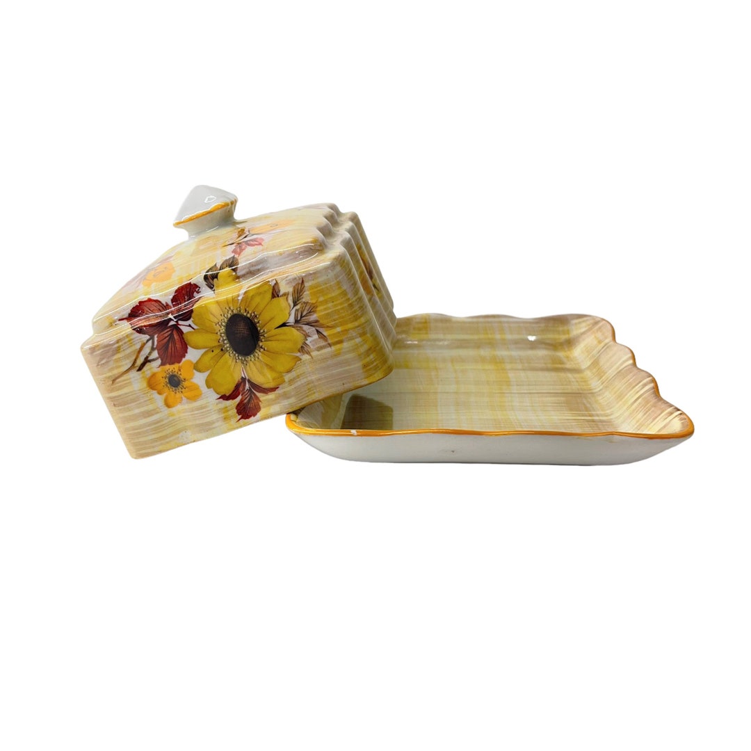 Vintage Butter Dish Made in England Sunflower Butter Dish Etsy