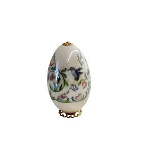 vintage Easter egg decorative Easter egg display Easter egg birds and butterflies in the strawberry patch transferred design on display egg