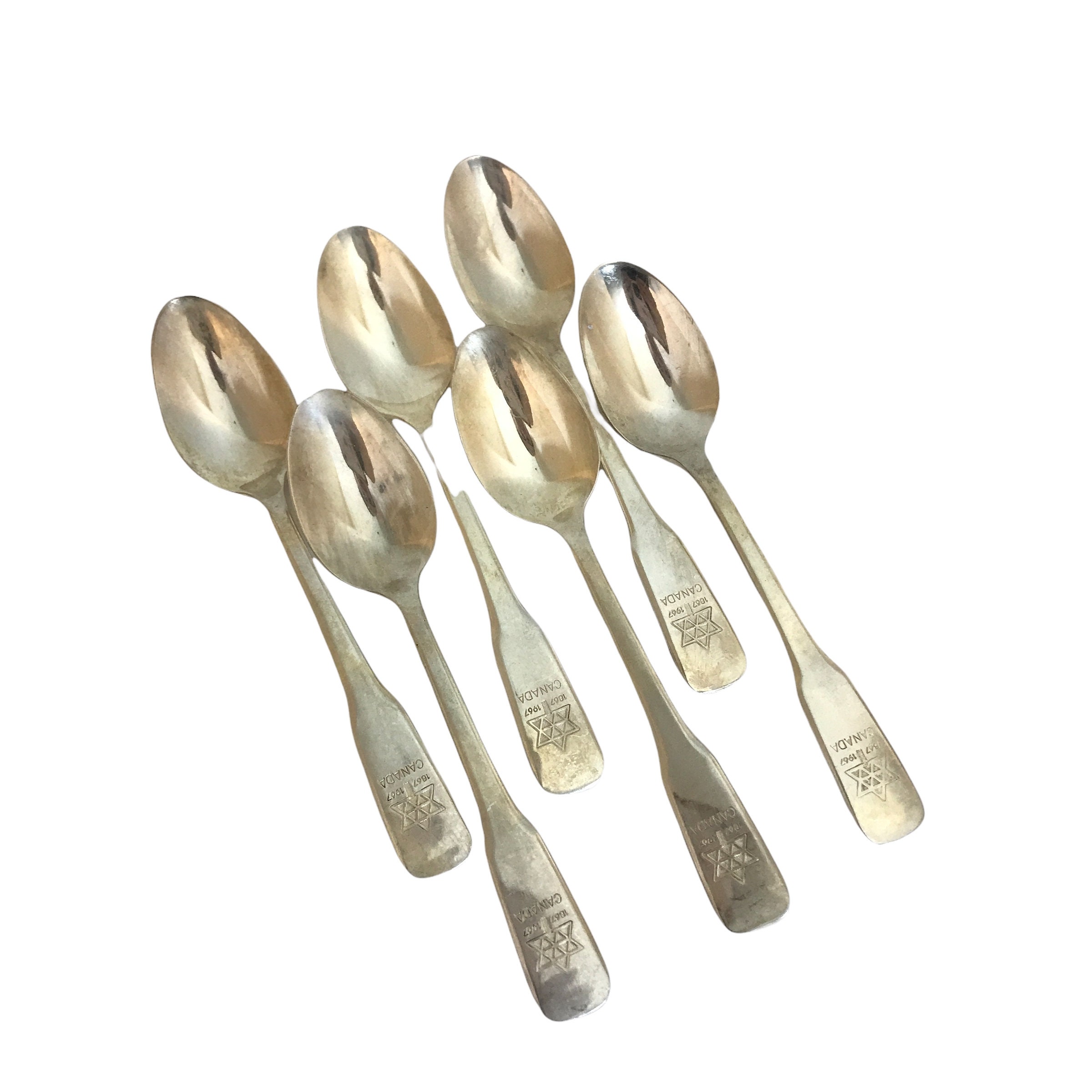 vintage demitasse spoons set of 6 silver plated demitasse spoons Canada 1967 spoons silver set Confederation vintage silver demitasse set
