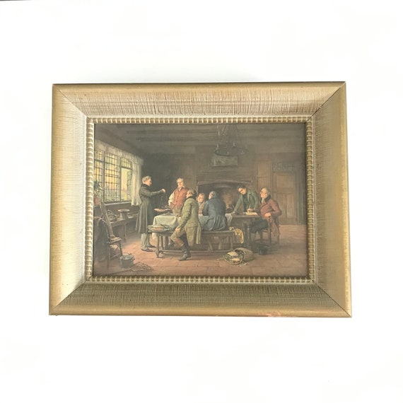 Vintage print wooden framed renaissance print on hardboard Etsy