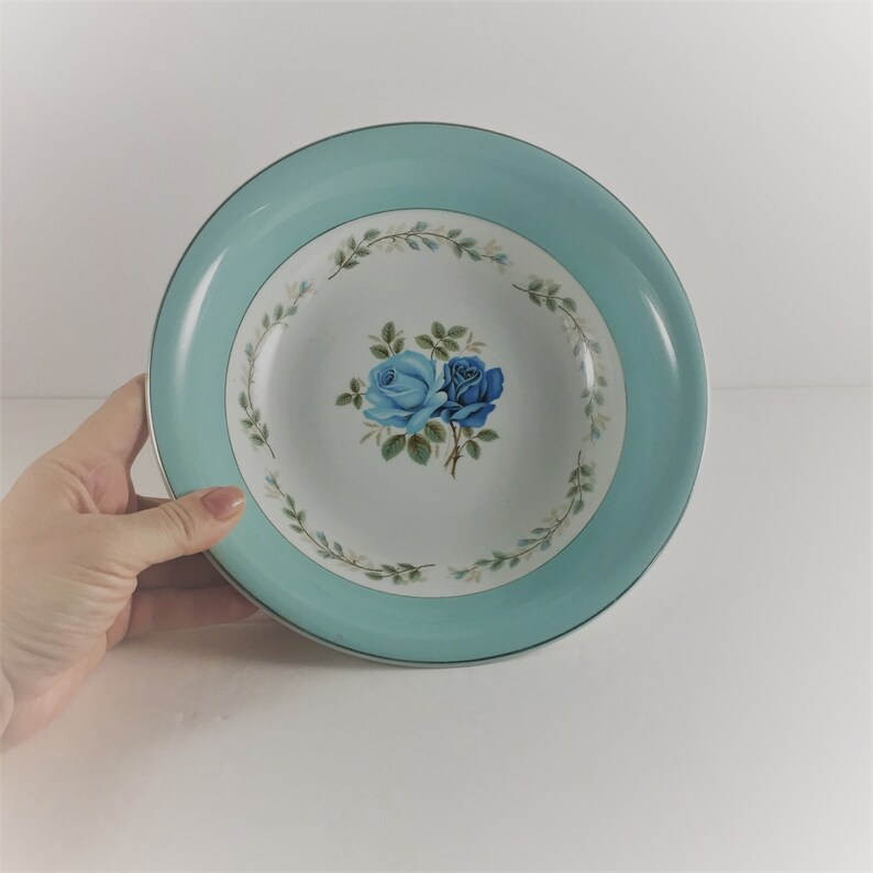 Vintage bowl teal serving bowl made in England tableware blue Etsy