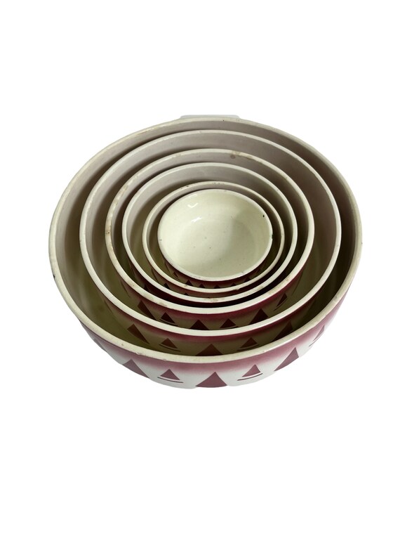 Vintage Ruwaha Nesting Bowl Set: 1930s German Ironstone